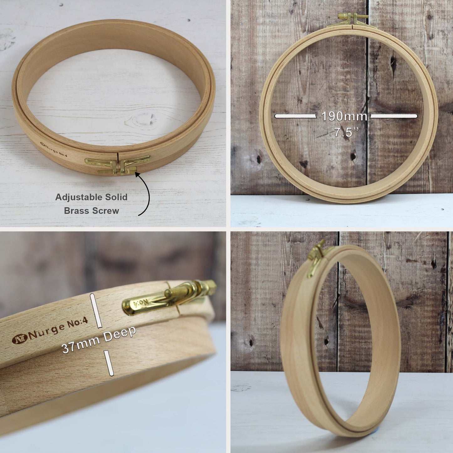 Nurge Wooden Punch Embroidery Hoops