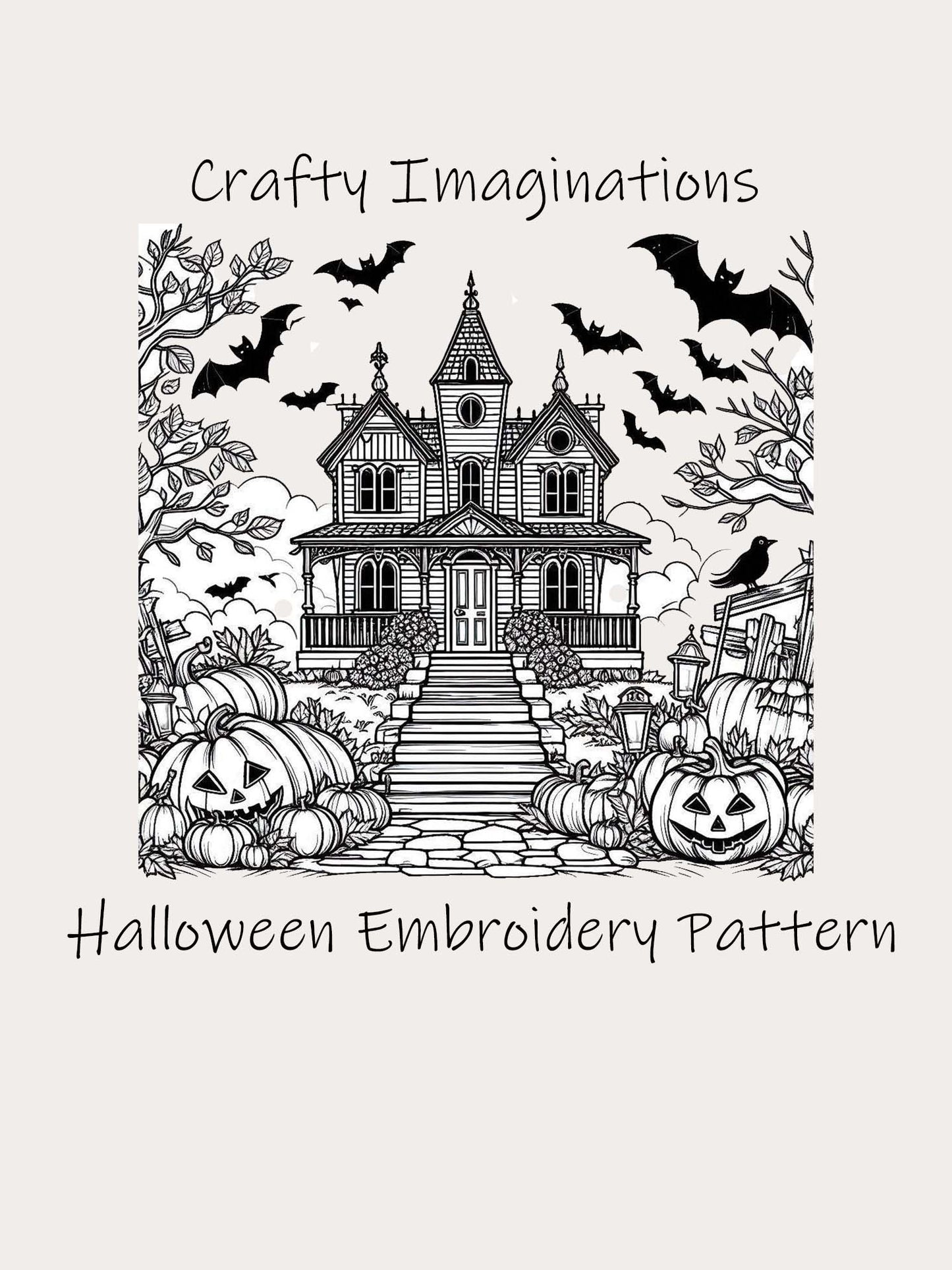 Halloween Theme Embroidery Pattern (6 x 6 inch) - Free Download