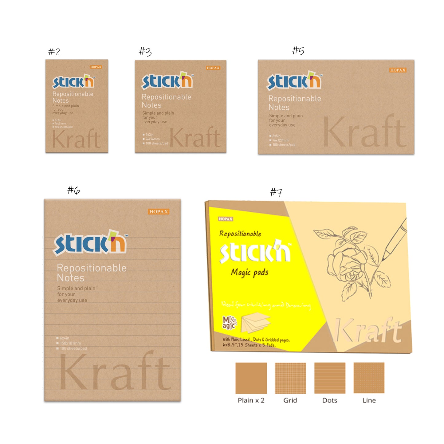 Stick'n Kraft Brown Rustic Sticky Notes