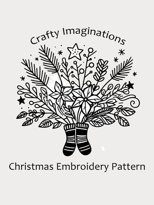 Christmas Theme Embroidery Pattern (6 inch Round) - Free Download