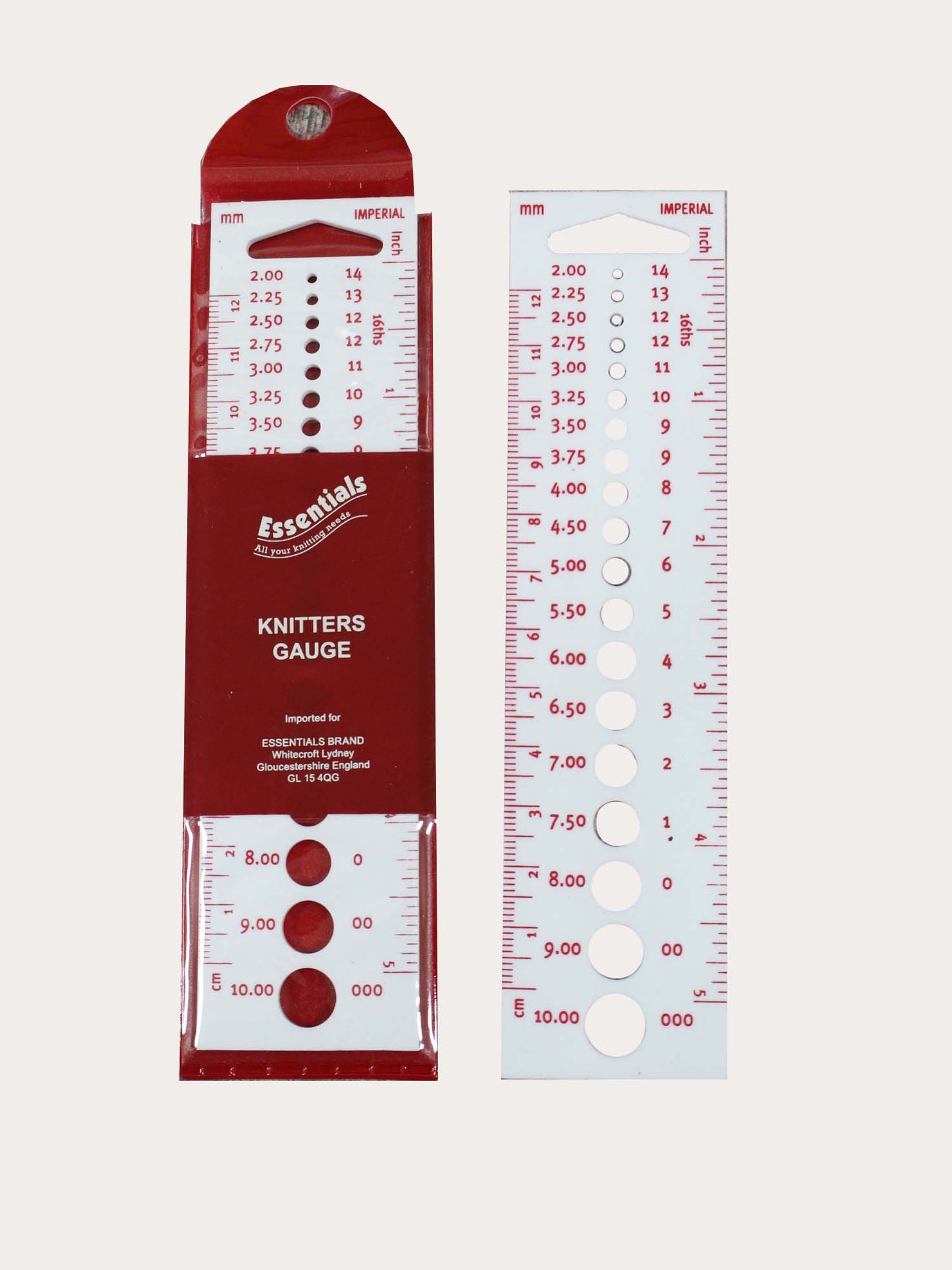 Whitecroft Essentials Knitting Needle Sizing Gauge